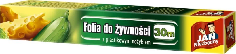 Folia do żywności Jan Niezbędny, pudełko z plastikowym nożykiem, 0.29x30m
