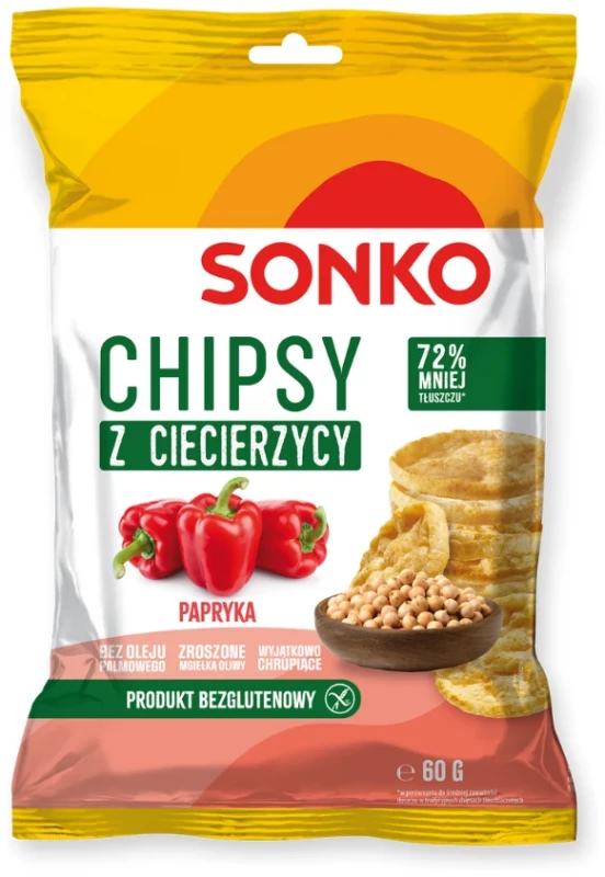 Chipsy z ciecierzycy Sonko, paprykowy, 60g