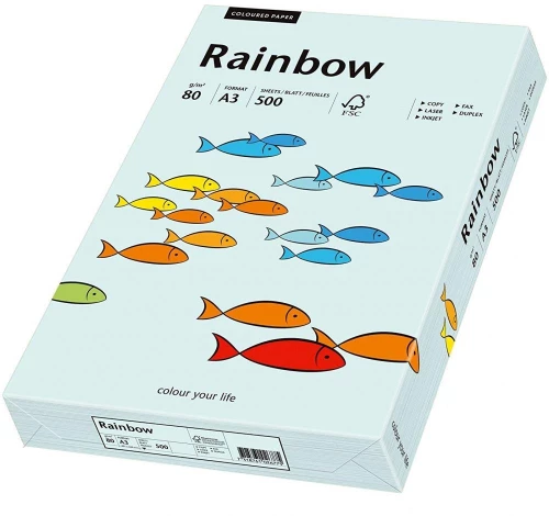 Papier kolorowy Rainbow, A3, 80g/m2, 500 arkuszy, jasny niebieski (R82)