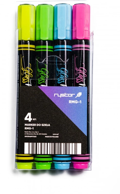 Markery kredowe Rystor RMG-1, 4mm, 4 sztuki, mix kolorów