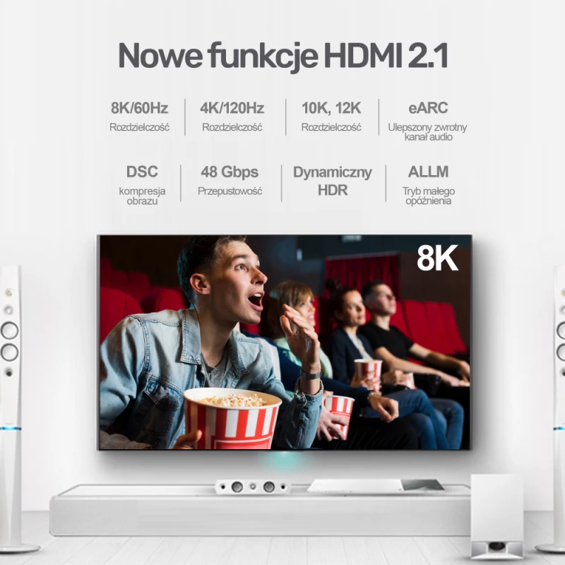 Kabel Unitek C140W HDMI 2.1, 8K, 5m, czarny
