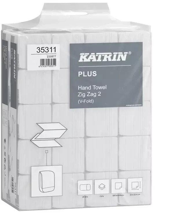 Ręcznik papierowy Katrin 35311, w składce ZZ, 20x200 składek, biały