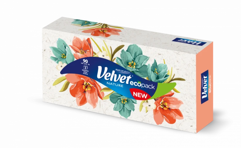 Chusteczki higieniczne Velvet Natura, w kartoniku, 90 sztuk