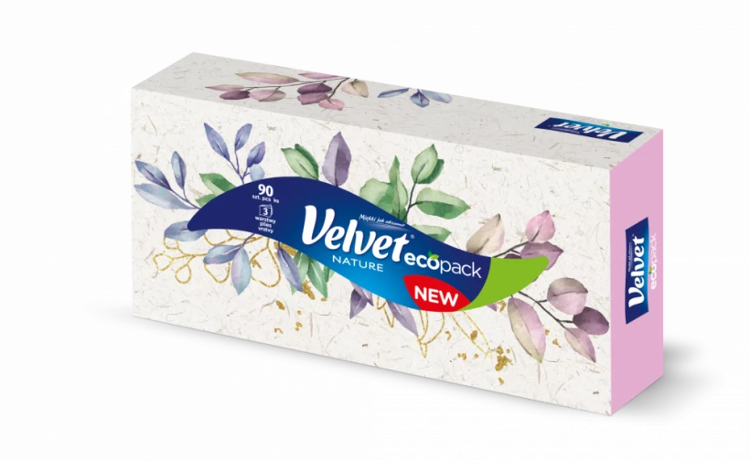 Chusteczki higieniczne Velvet Natura, w kartoniku, 90 sztuk