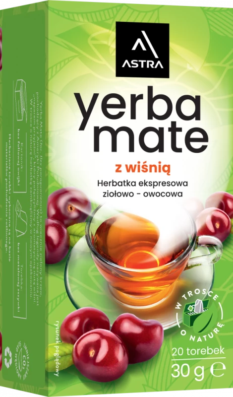 Herbata ziołowo-owocowa w torebkach Astra Yerba Mate, wiśnia, 20 sztuk x 1.5gv