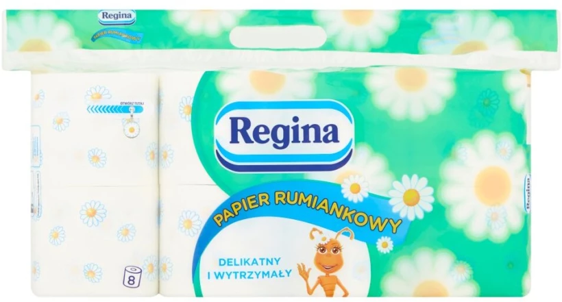 Papier toaletowy Regina Rumiankowy, 3-warstwowy, 8 rolek, biały