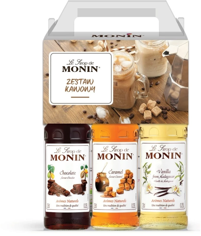 Zestaw syropów Monin Coffee Maxi Set, wanilia/czekolada/karmel, 3x250ml