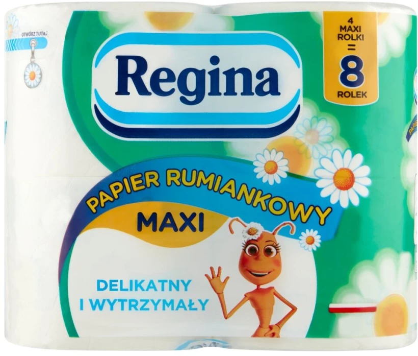 Papier toaletowy Regina Rumiankowy Maxi, 3-warstwowy, 4 rolki, biały