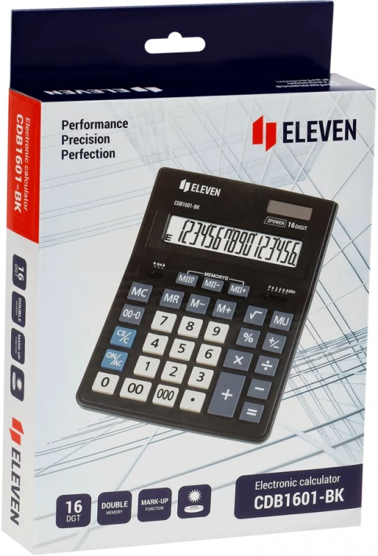 Kalkulator biurowy Eleven CDB1601-BK, 16 cyfr, czarny