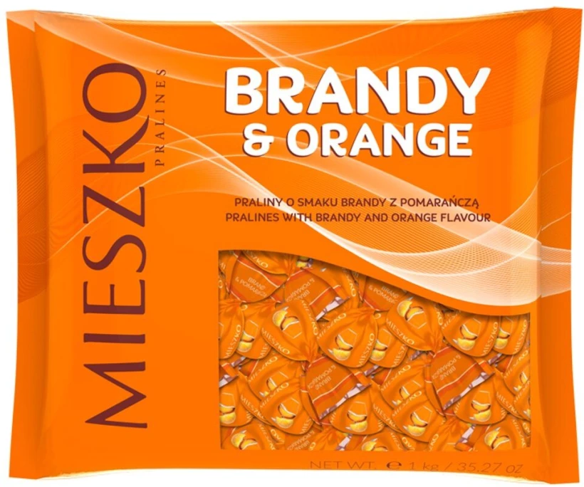 Praliny Mieszko Klejnoty Brandy&amp;Orange, czekoladowy z nadzieniem o smaku brandy i pomarańczy, 1kg