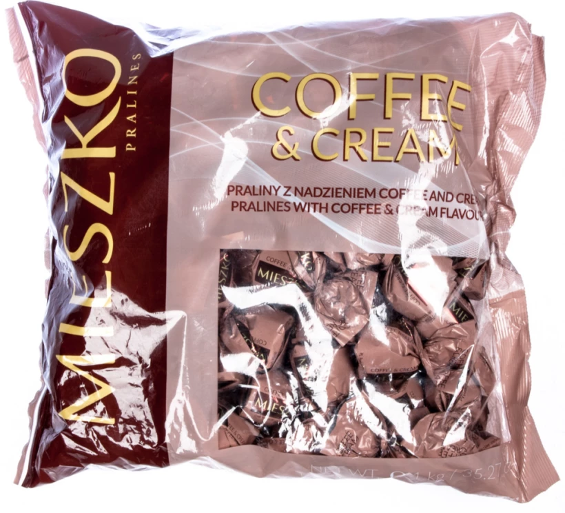 Praliny Mieszko Klejnoty Coffee&amp;Cream, czekoladowy z nadzieniem kawa i śmietanka, 1kg