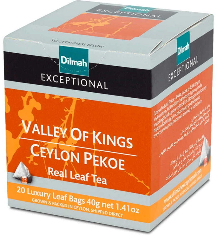 Herbata czarna w piramidkach Dilmah Exceptional Valley of Kings Ceylon Pekoe, 20 sztuk x 2g