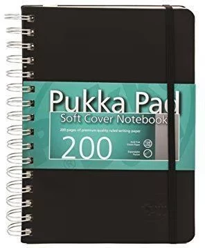Kołonotatnik Pukka Pad Soft Cover, A5, w kratkę, 100 kartek, czarny