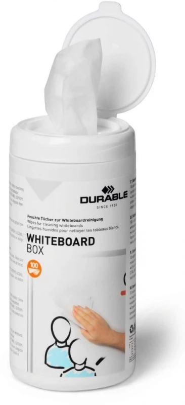 Chusteczki czyszczące do tablic Durable Whiteboard Box, 100 sztuk