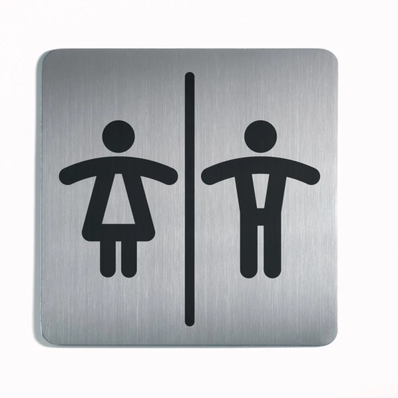 Tabliczka informacyjna Durable, "WC damski/męski", 150x150mm, srebrny