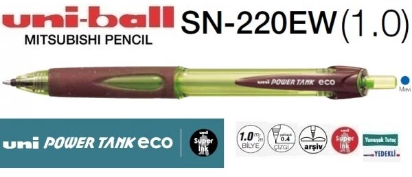 Długopis automatyczny Uni Power Tank eco SN-220, 1.mm, niebieski