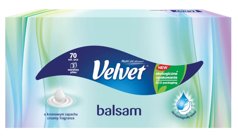 Chusteczki higieniczne Velvet Balsam Zapach, w kartoniku, 70 sztuk