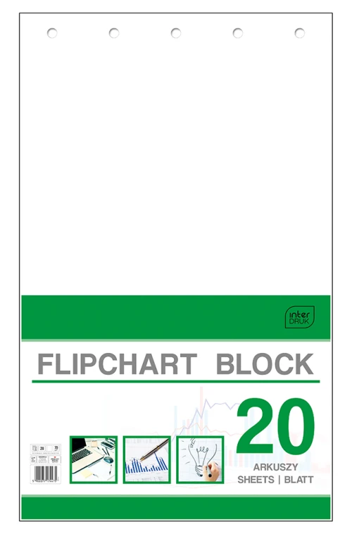 Blok do flipchartów Interdruk, 100X64cm, gładki, 20 kart