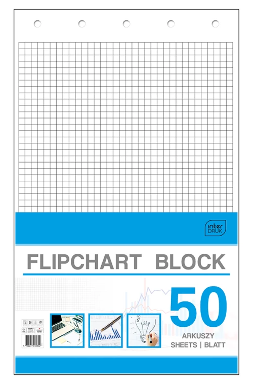 Blok do flipchartów Interdruk, 100x64cm, w kratkę, 50 kart