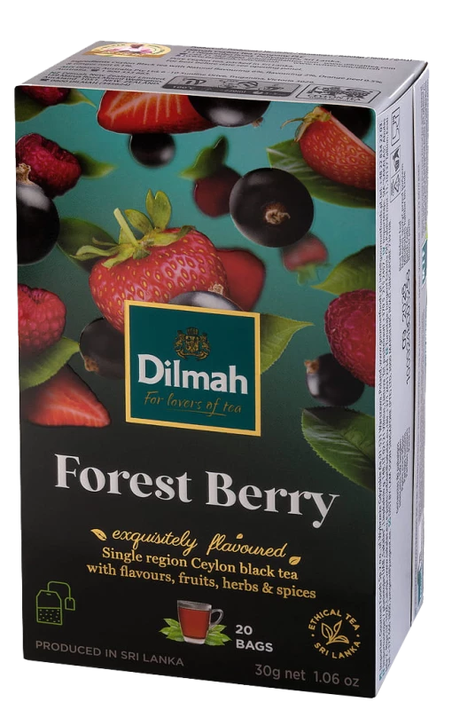 Herbata czarna aromatyzowana w torebkach Dilmah Forest Berry, owoce leśne, 20 sztuk x 1.5g