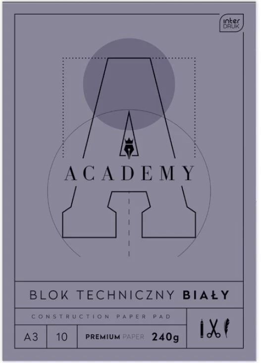 Blok techniczny Interdruk Academy, A3, 10 kartek, biały