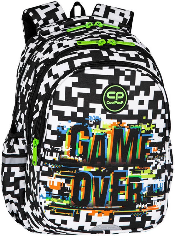 Plecak szkolny CoolPack Jerry Game Over, trzykomorowy, 21l, 39x28x39cm, czarno-biały