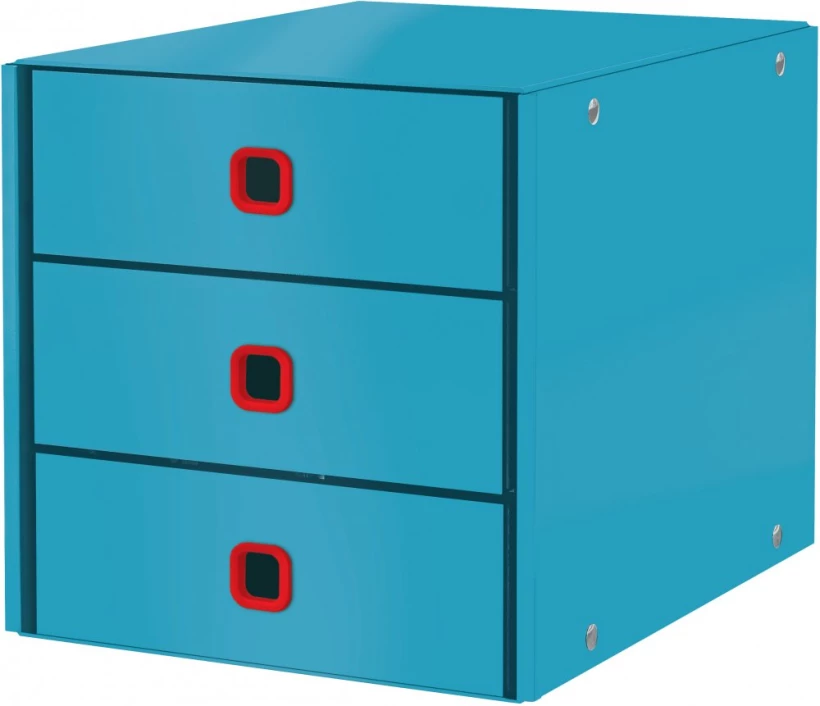 niebieski pojemnik z 3 szufladami