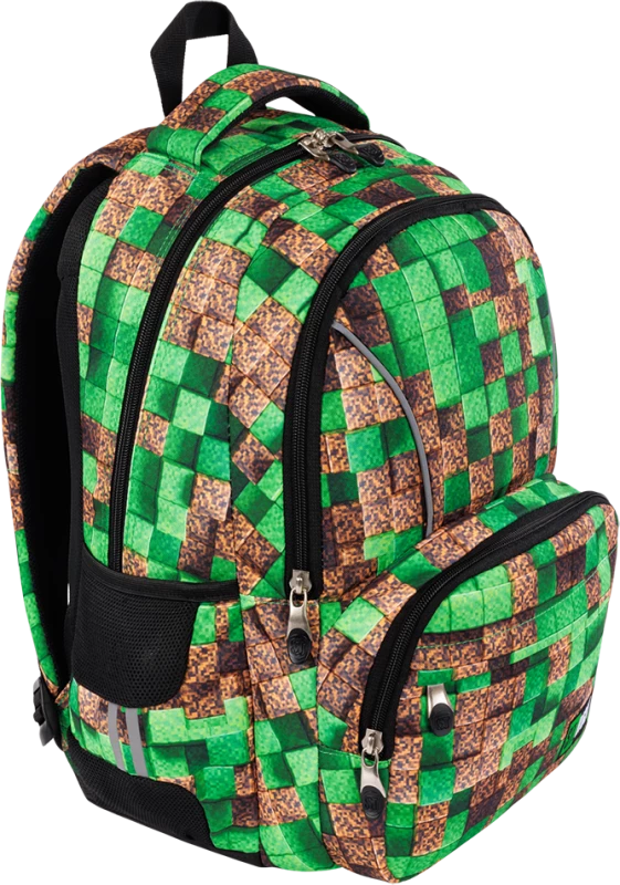 Plecak szkolny St.Right BP76 Pixel Cubes, dwukomorowy, 21l, 44x30x20cm, brązowo-zielony