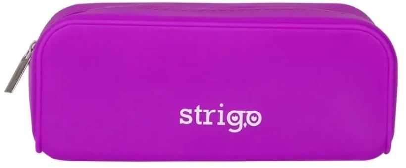 Piórnik 1-komorowy Strigo, silikonowy, prostokątny, bez wyposażenia, fioletowy neonowy