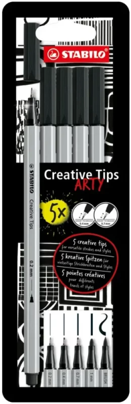 Zestaw Stabilo Creative Tips Arty 89/5-1-20, 5 sztuk, w etui, czarny