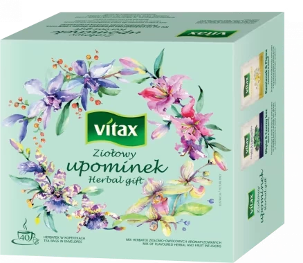 Zestaw herbat ziołowo-owocowych w kopertach Vitax Ziołowy Upominek, 4 smaki, 40 sztuk x 2g