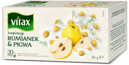 Herbata ziołowo-owocowa w torebkach Vitax Inspiracje, rumianek &amp; pigwa, 20 sztuk x 1.5g