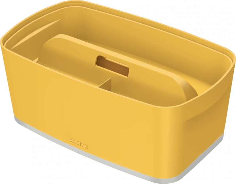 Stylowy żółty pojemnik z pokrywą Leitz Cosy systemu MyBox