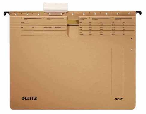 Solidny i funkcjonalny skoroszyt zawieszany Leitz Alpha brązowy