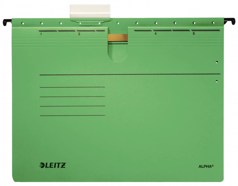 Solidny i funkcjonalny skoroszyt zawieszany Leitz Alpha zielony