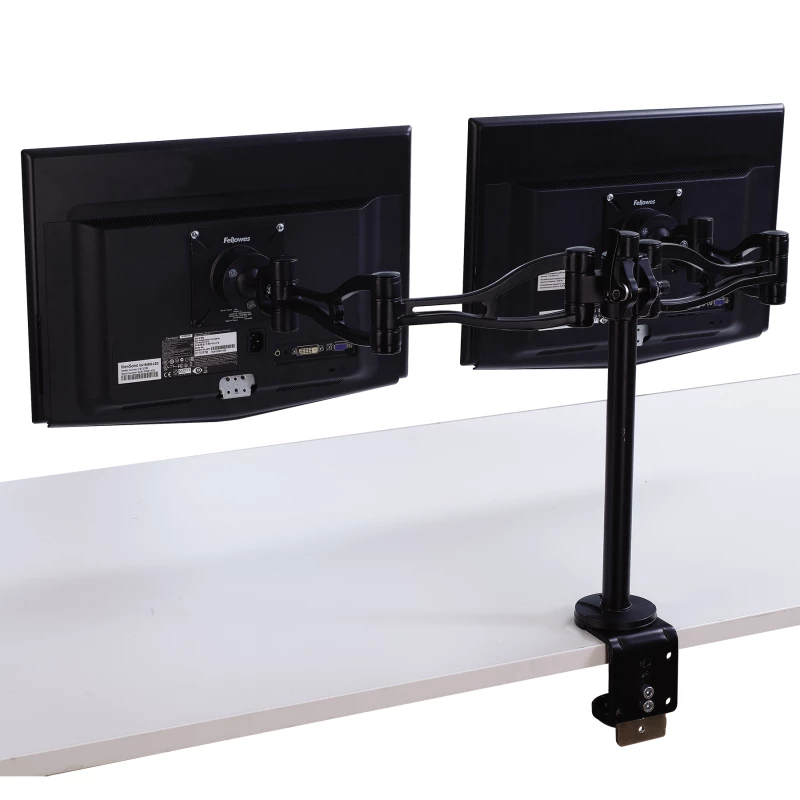 ramię na 2 monitory mocowane do blatu biurka za pomocą zacisku lub oczka