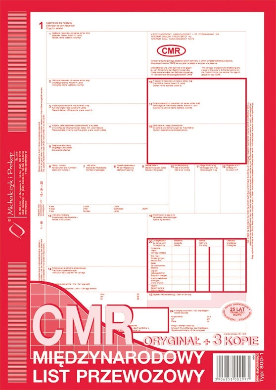 Druk akcydensowy CMR Międzynarodowy list przewozowy MiP, A4