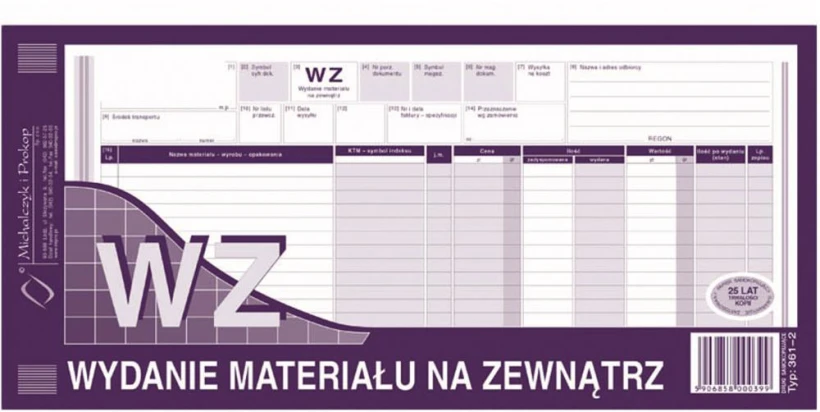 Druk akcydensowy WZ Wydanie materiału na zewnątrz MiP 80 kartek