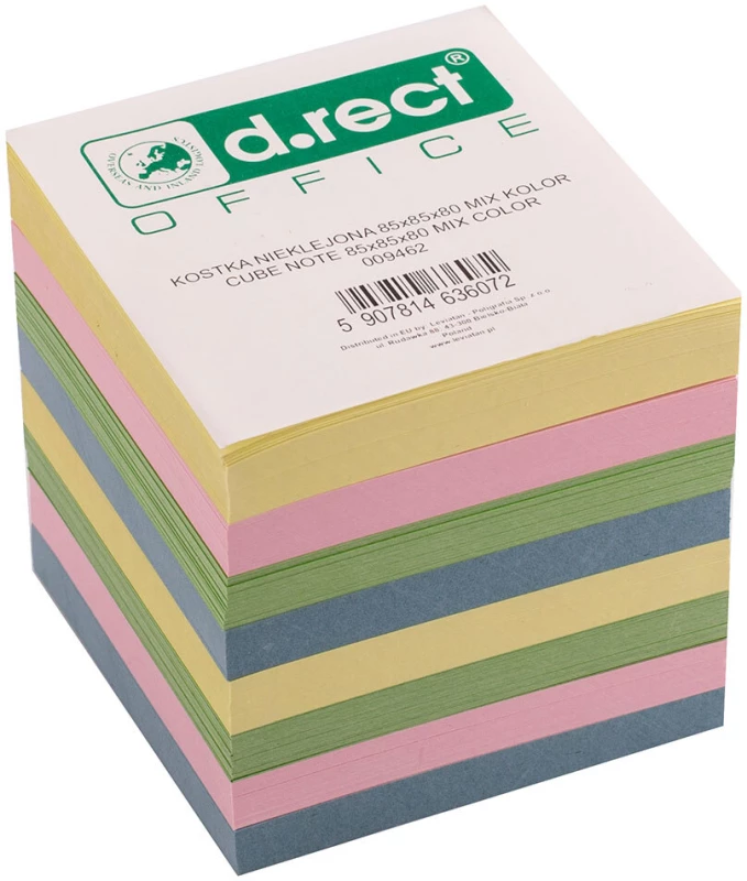 Karteczki do notatek D.Rect, nieklejone, 85x85x80mm, 800 kartek