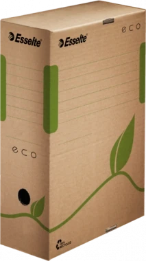 Praktyczne i solidne pudło archiwizacyjne Esselte Eco do luźnych dokumentów (100 mm, brązowe)