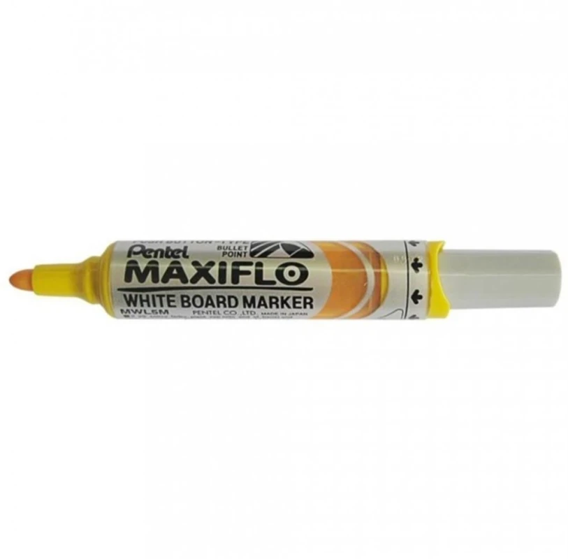 Marker suchościeralny Pentel Maxiflo MWL5M jest (z tłoczkiem, końcówka okrągła 6 mm, żółty)