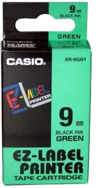 Taśma do drukarek etykiet Casio XR-9GN1, 9mmx8m, zielona/czarny nadruk