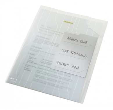 Folder groszkowy Leitz CombiFile, z 3 przekładkami, A4, do 60 kartek, 200µm, 3 sztuki, transparentny
