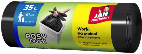 Worki na śmieci Jan Niezbędny, HD, 35l, 50x55cm, 30 sztuk, czarny