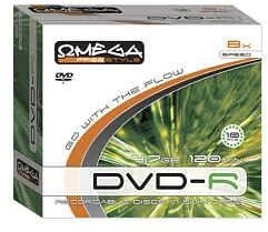 Płyta DVD-R Omega slim, do jednokrotnego zapisu, 4.7 GB, 10 sztuk