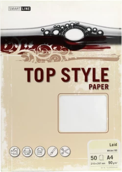 Papier ozdobny Top Style Laid, A4, 100g/m2, 50 arkuszy, biały