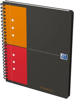 Kołonotatnik Oxford International ActiveBook, A5+, w kratkę, 80 kartek, szary
