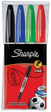 Marker permanentny Sharpie, Fine, okrągła, 1mm, 4 sztuki, mix kolorów