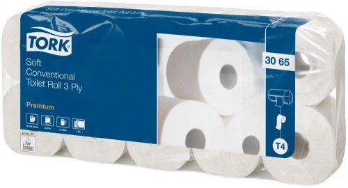 Papier toaletowy Tork 3065 Premium, 3-warstwowy, 9.4cmx19.4m, 10 rolek, biały