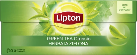 Herbata zielona w torebkach Lipton Green Tea Classic, 25 sztuk x 1.3g